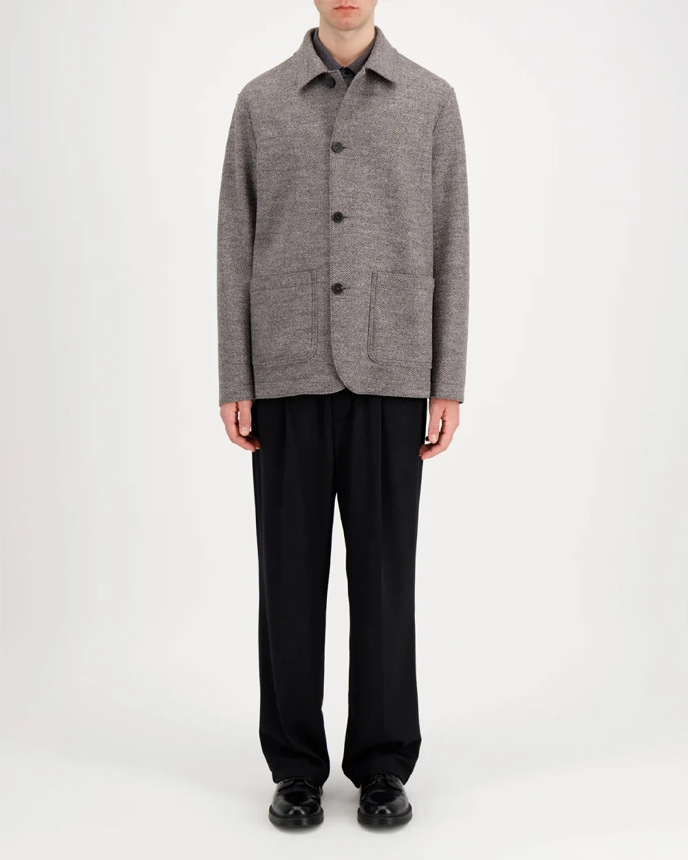 UTILITY JACKET JACQUARD / BROWN HERRINGBONE - Image 3